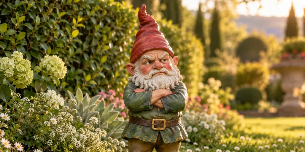 Nains de jardin qui font un doigt d’honneur
